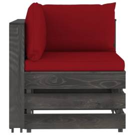 Canapea de colț modulară cu perne, gri, lemn tratat, 2 image