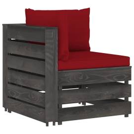 Canapea de colț modulară cu perne, gri, lemn tratat, 3 image