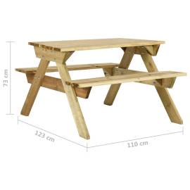 Masă de picnic cu bănci, 110x123x73 cm, lemn de pin tratat, 6 image