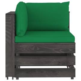 Canapea de colț modulară cu perne, gri, lemn impregnat, 2 image