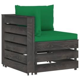 Canapea de colț modulară cu perne, gri, lemn impregnat, 3 image