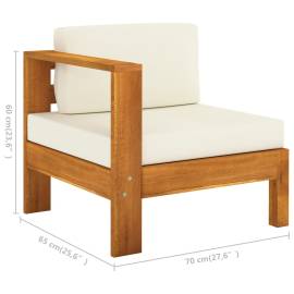 Canapea de mijloc cu 1 cotieră, alb crem, lemn masiv de acacia, 5 image