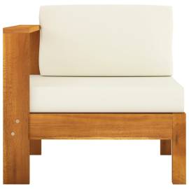 Canapea de mijloc cu 1 cotieră, alb crem, lemn masiv de acacia, 2 image
