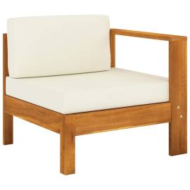 Canapea de mijloc cu cotieră, alb crem, lemn masiv acacia