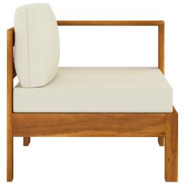 Canapea de mijloc cu cotieră, alb crem, lemn masiv acacia, 3 image