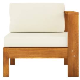 Canapea de mijloc cu cotieră, alb crem, lemn masiv acacia, 2 image