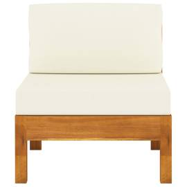 Canapea de mijloc cu perne alb/crem, 2 buc., lemn masiv acacia, 3 image