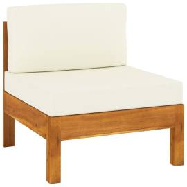 Canapea de mijloc cu perne alb/crem, 2 buc., lemn masiv acacia, 2 image