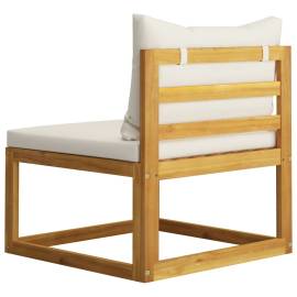 Canapea modulară de mijloc, perne alb crem, lemn masiv acacia, 4 image