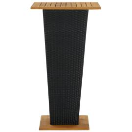 Masă de bar, negru, 60x60x110 cm, poliratan/lemn masiv acacia, 2 image