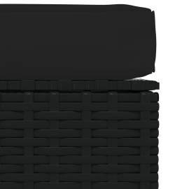 Taburet de grădină cu pernă, negru, 70x70x30 cm, poliratan, 4 image
