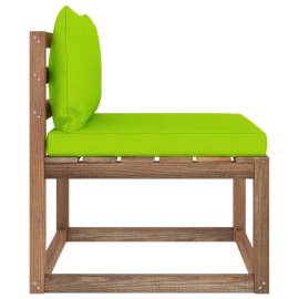 Canapea de grădină din paleți, de mijloc, perne verde deschis, 3 image