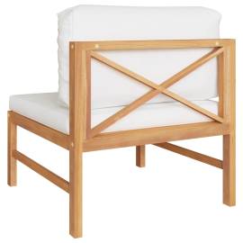 Canapea de mijloc cu perne crem, lemn masiv de tec, 4 image