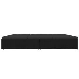 Șezlong/canapea rabatabilă cu perne, negru, poliratan, 5 image