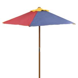 Masă de picnic pentru copii cu bănci &amp; umbrelă, lemn multicolor, 3 image