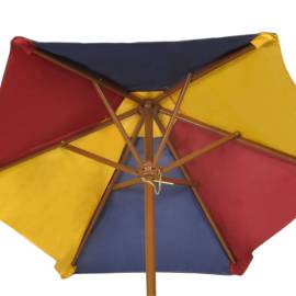 Masă de picnic pentru copii cu bănci &amp; umbrelă, lemn multicolor, 5 image