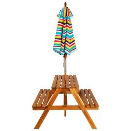 Masă picnic pentru copii cu umbrelă, 79x90x60 cm, lemn acacia, 3 image