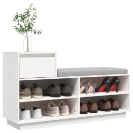Pantofar, alb, 110x34x61 cm, lemn masiv de pin, 4 image
