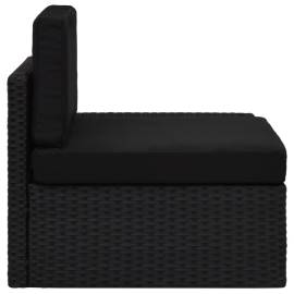 Canapea de colț modulară cu cotieră stânga, negru, poliratan, 3 image