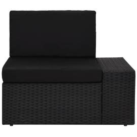 Canapea de colț modulară cu cotieră stânga, negru, poliratan, 2 image