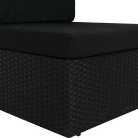 Canapea de colț modulară cu cotieră stânga, negru, poliratan, 5 image