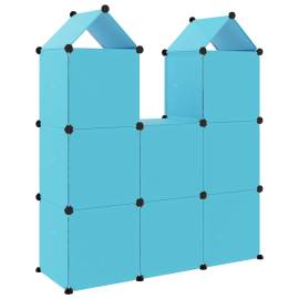 Dulap de depozitare cub pentru copii, 8 cuburi, albastru, pp, 5 image