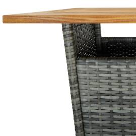 Masă de bar, gri, 60x60x110 cm, poliratan și lemn masiv acacia, 5 image