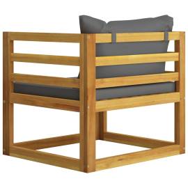 Scaun de grădină, perne gri închis, lemn masiv de acacia, 4 image