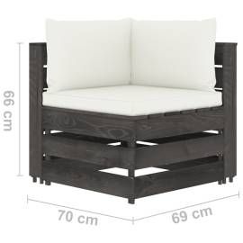 Canapea de colț modulară cu perne, gri, lemn impregnat, 6 image