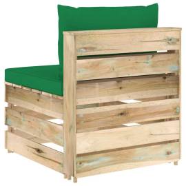 Canapea de mijloc modulară cu perne, lemn verde tratat, 4 image