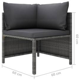 Canapea modulară cu perne, colțar, gri, poliratan, 5 image