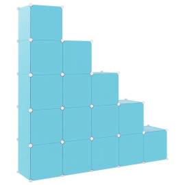 Dulap de depozitare cub pentru copii, 15 cuburi, albastru, pp, 5 image