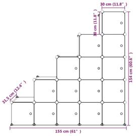 Dulap de depozitare cub pentru copii, 15 cuburi, albastru, pp, 8 image