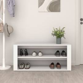 Suport pantofi, alb, 100x35x45 cm, lemn prelucrat, 3 image