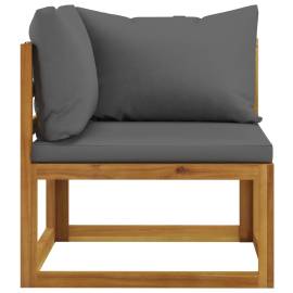 Canapea de colț modulară, pernă gri închis, lemn masiv acacia, 3 image
