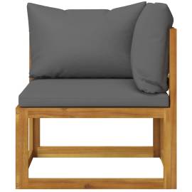 Canapea de colț modulară, pernă gri închis, lemn masiv acacia, 2 image