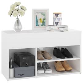 Banchetă pantofar, alb extralucios, 80x30x45 cm, pal, 4 image