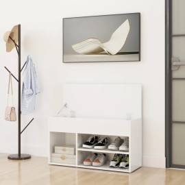 Banchetă pantofar, alb extralucios, 80x30x45 cm, pal, 3 image