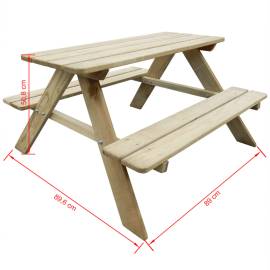 Masă de picnic pentru copii, 89 x 89,6 x 50,8 cm, lemn de pin, 4 image