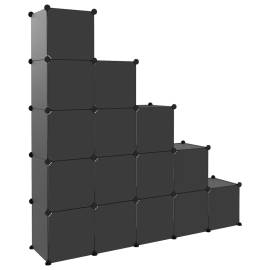 Organizator cub de depozitare cu uși, 15 cuburi, negru, pp, 6 image