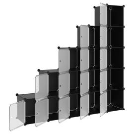 Organizator cub de depozitare cu uși, 15 cuburi, negru, pp, 4 image