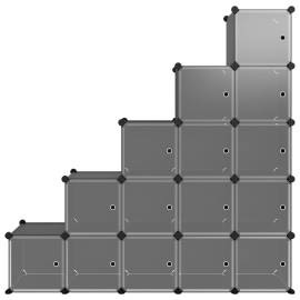 Organizator cub de depozitare cu uși, 15 cuburi, negru, pp, 3 image