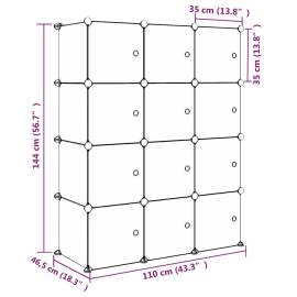 Dulap de depozitare cub pentru copii, 12 cuburi, albastru, pp, 8 image