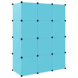 Dulap de depozitare cub pentru copii, 12 cuburi, albastru, pp, 5 image