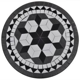 Masă de bistro, alb și negru, 60 cm, mozaic, 2 image