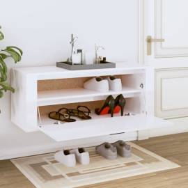 Pantofar de perete, alb extralucios, 100x35x38cm, lemn compozit, 3 image
