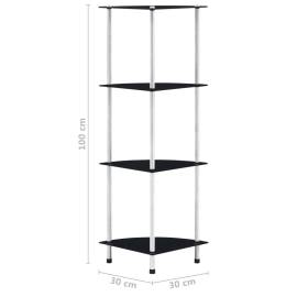 Raft cu 4 niveluri, negru, 30 x 30 x 100 cm, sticlă securizată, 6 image