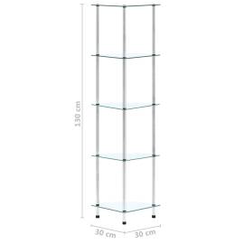 Raft cu 5 niveluri transparent, 30x30x130 cm, sticlă securizată, 6 image