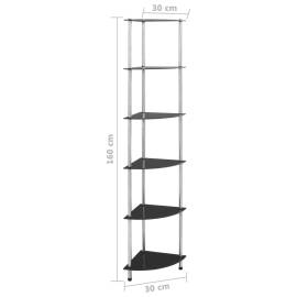 Raft cu 6 niveluri, negru, 30 x 30 x 160 cm, sticlă securizată, 6 image
