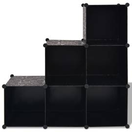 Dulap de depozitare tip cub, 6 compartimente, negru, 2 image